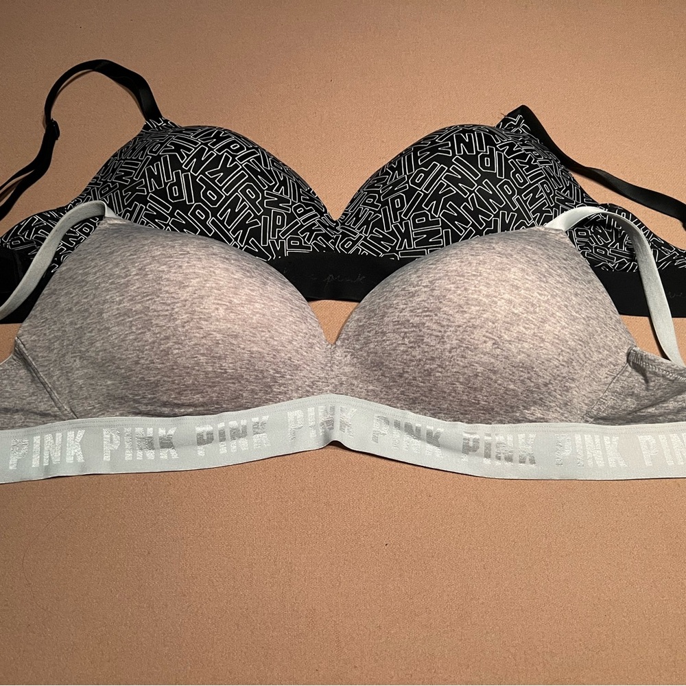 PINK Victoria's Secret Gray and Black Bra Duo